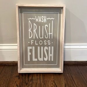 Pottery Barn Kids Wash Brush Floss Flush Bathroom Wall Art